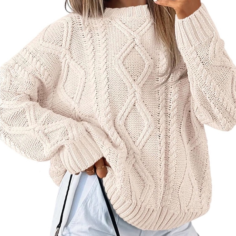 Women's Cable Knit Crewneck Sweater - Cream